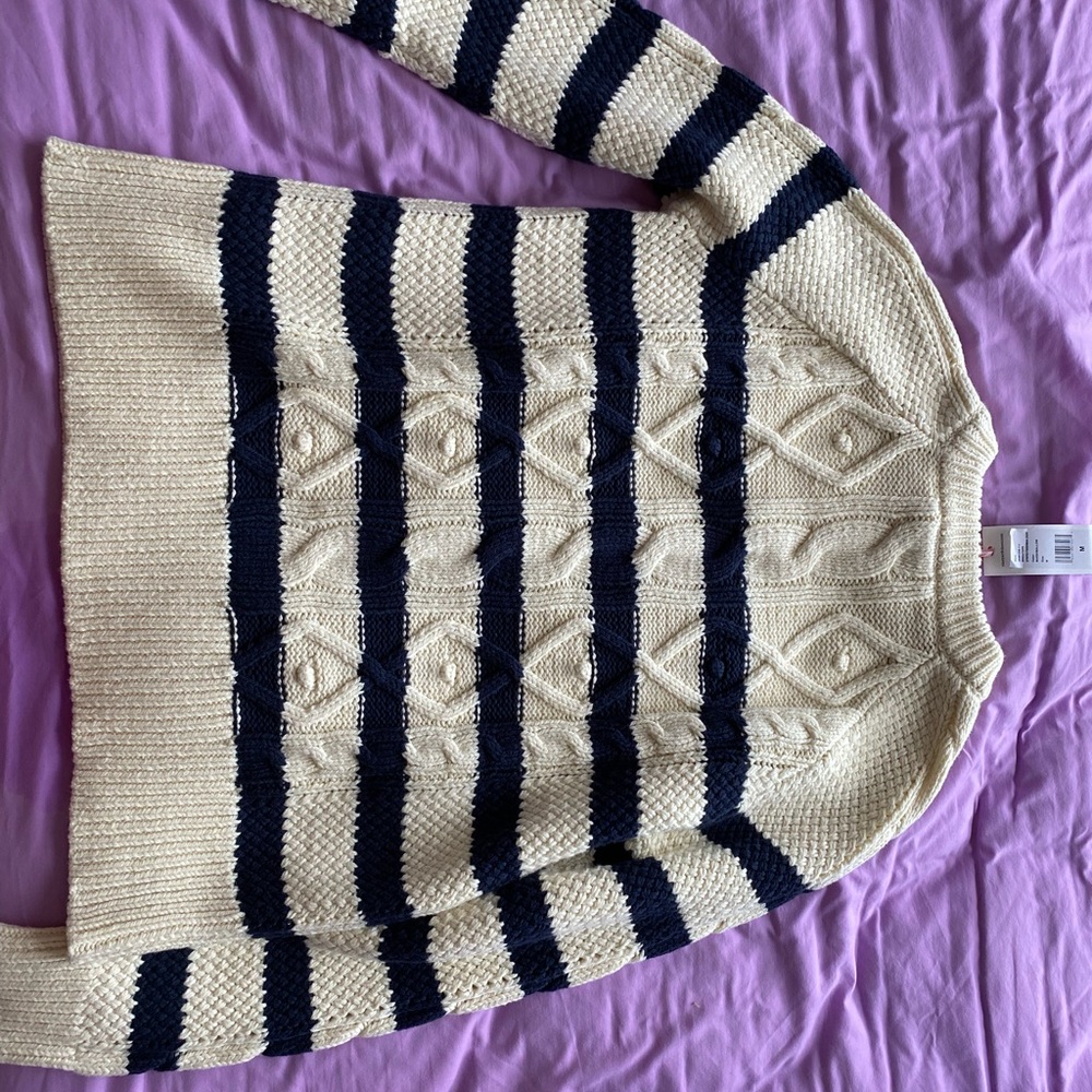 Vineyard Vines Cream and Navy Striped Sweater - Picture 6 of 6